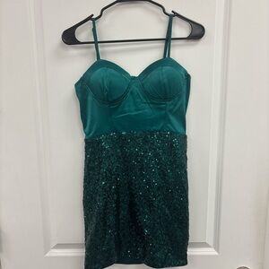 Lulus Green Sequin Party Dress